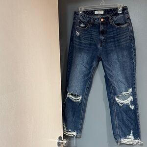 Ripped Dark Blue Boyfriend Jeans